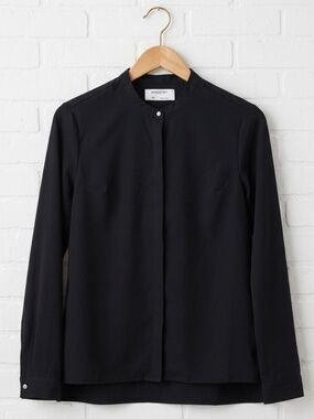 Ministry of Supply Women's Black XS Easier Than Silk Collarless Top Blouse EUC